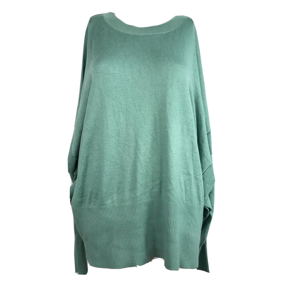 NWT Zuda Sweater Womens Sz 2X Plus Mint‎ Green Ecovero Ruffle Pullover